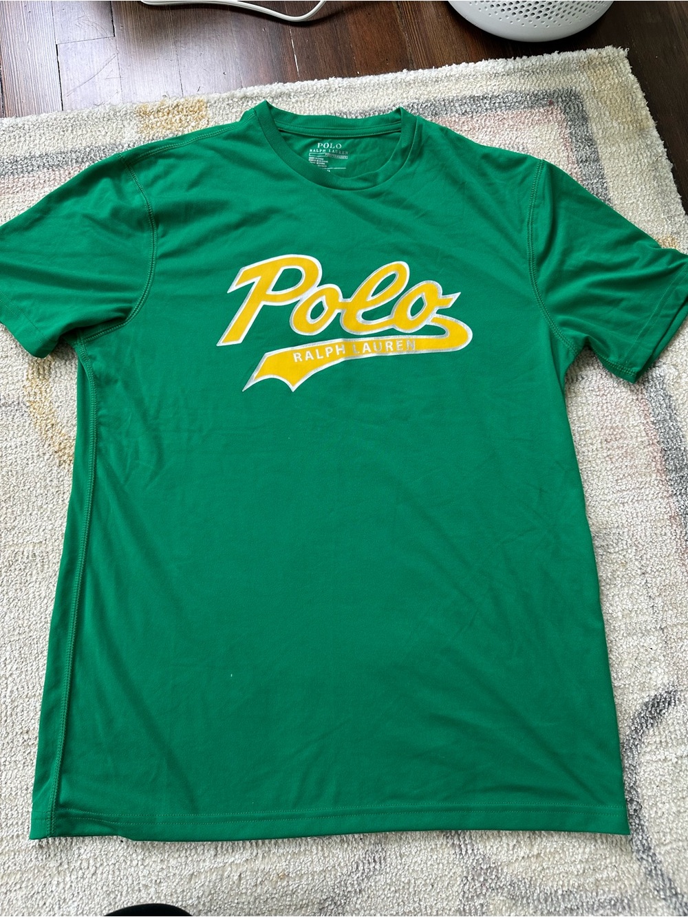 Polo by Ralph Lauren Green Tee with Yellow Script Logo
